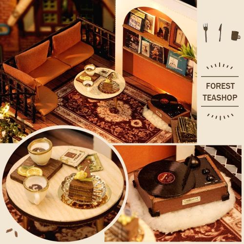  Fsolis DIY Dollhouse Miniature Kit with Furniture, 3D Wooden Miniature House , 1:24 Scale Miniature Dolls House kit LV01