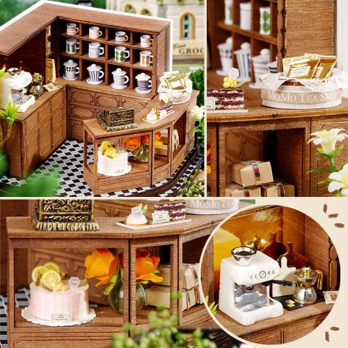 Fsolis DIY Dollhouse Miniature Kit with Furniture, 3D Wooden Miniature House , 1:24 Scale Miniature Dolls House kit LV01