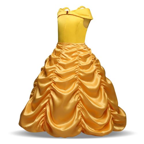  FuDaBang Little Girls Princess Layered Party Costume Off Shoulder Yellow Dress