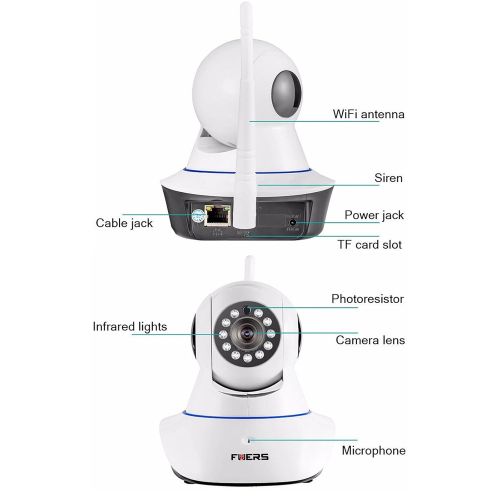  Security Camera, Fuers Wifi Wireless IP Camera Network Video Monitor HD 720P with 2-way Talk,Night Vision,Motion Detection for Baby Pet nanny Video Monitor