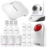 Fuers FW1 Wireless WIFI + Telephone Line Home/House Burglar Alarm System Android/IOS APP Control DIY Kit Super Strong Signal Garden Alarm + 1 PCS IP Camera White