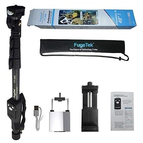  [아마존베스트]Fugetek FT-568 Professional High End Selfie Stick Monopod, For Apple, Android, & DLSR Cameras, Removable Wireless Bluetooth Remote (Black)