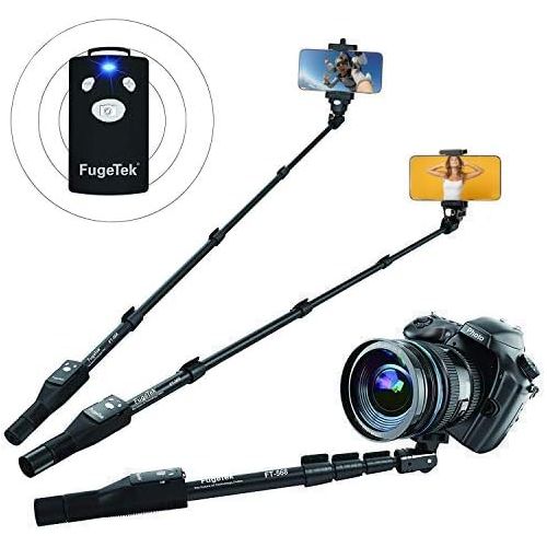  [아마존베스트]Fugetek FT-568 Professional High End Selfie Stick Monopod, For Apple, Android, & DLSR Cameras, Removable Wireless Bluetooth Remote (Black)