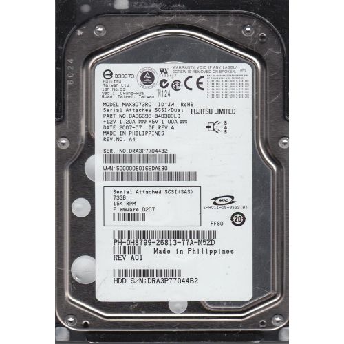  Fujitsu MAX3073RC-M 73Gb SAS 15k 3.5 Hard Drive