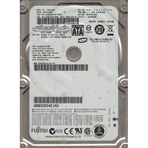 Fujitsu MHY2160BH 2.5-Inch 160GB SATA/150 5400RPM 8MB Notebook Hard Drive