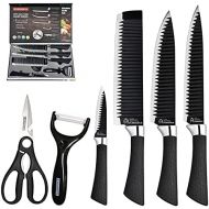 [아마존베스트]Fukep Chef Knife Set for Kitchen, Sharp Stainless Steel Non-Stick 6 Pieces Kitchen Knife Sets under 25 Dollars, Pretty Gift Kitchen Cutting Cultery Set with Scissors and Peeler