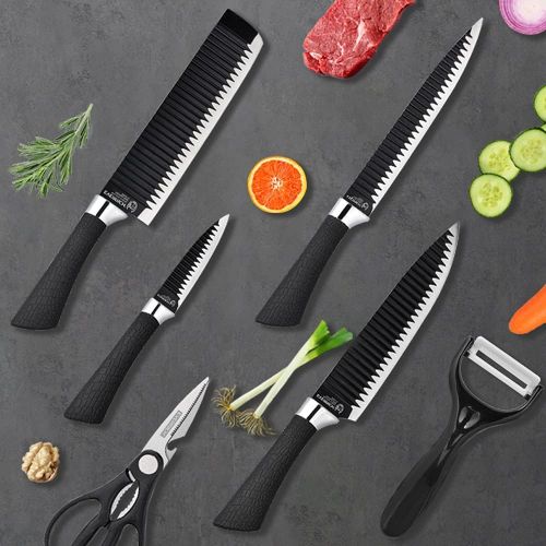  [아마존베스트]Fukep Kitchen Chef Knife Set for Home, Sharp Cutting Knives Non-stick Knife including Peeler and Scissors under 25 Dollars