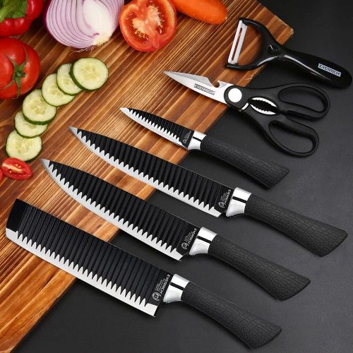  [아마존베스트]Fukep Kitchen Chef Knife Set for Home, Sharp Cutting Knives Non-stick Knife including Peeler and Scissors under 25 Dollars