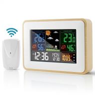 Fukkie Weather Station with Outdoor Sensor, Wireless Indoor Outdoor Temperature and Humidity Monitor with Large Display, Weather Forecast, High/Low Temperature Alert, Alarm Clock and Snoo