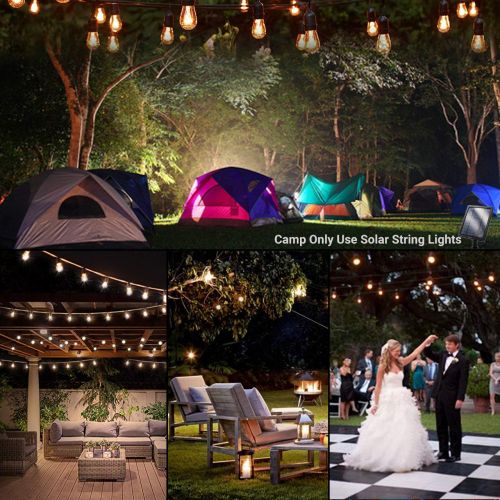  Fule 【2X48FT 2PACK】 Solar Outdoor String Lights,Heavy Duty S14 LED String Light 48FT,15 Hanging Sockets,1W Plastic Vantage Bulbs,Create Ambiance for Backyard Party Decoration/Cafe/