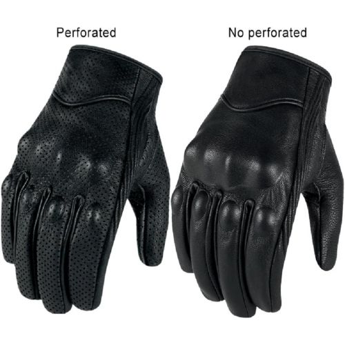  [아마존 핫딜]  [아마존핫딜]Superbike Full finger Goat Skin Leather Touch Screen Motorcycle Gloves Men/Women S,M,L,XL,XXL (Perforated, S)