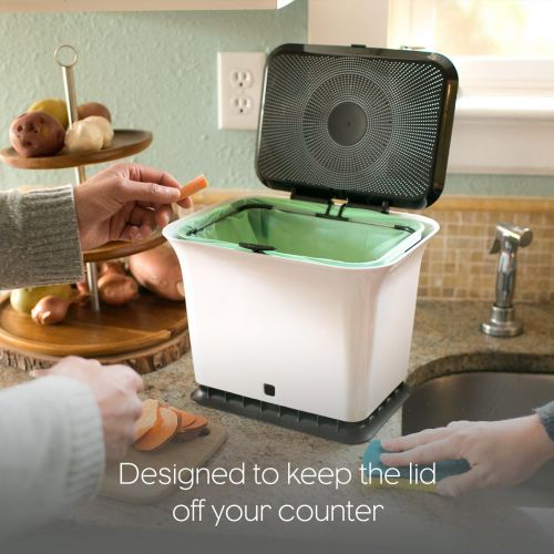  Full Circle Fresh Air Odor-Free Kitchen Compost Bin, Green Slate