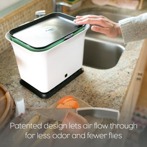  Full Circle Fresh Air Odor-Free Kitchen Compost Bin, Green Slate