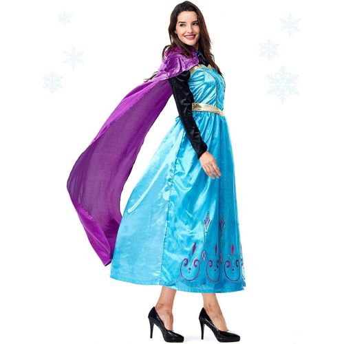  Full Win Women Elegent Princess Dress Costume Snow Queen Fancy Dress Costume