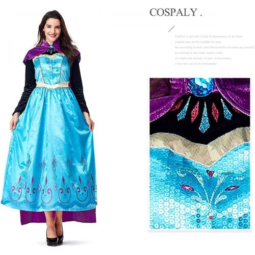  Full Win Women Elegent Princess Dress Costume Snow Queen Fancy Dress Costume