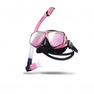 Full face snorkel mask TYJUSA Diving Goggles, Snorkeling Equipment, Adult Goggles, Full Dry Snorkel Set, Swimming Diving Myopia Mask(Colorful Coating) (Color : Black Pink Coating)