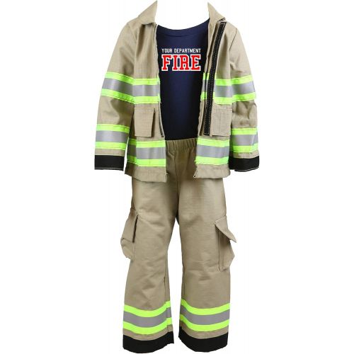  할로윈 용품Fully Involved Stitching Personalized Firefighter Toddler 3pc Tan Outfit (5/6)