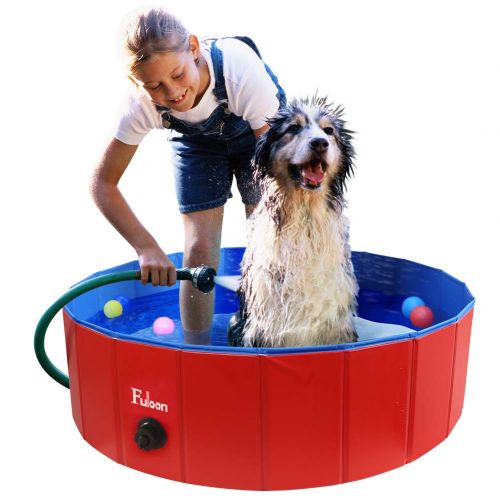  Fuloon PVC Pet Swimming Pool Portable Foldable Pool Dogs Cats Bathing Tub Bathtub Wash Tub Water Pond Pool & Kiddie Pools for Kids in The Garden,