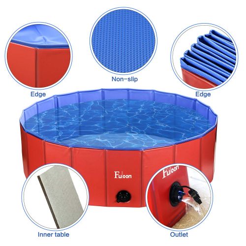  Fuloon PVC Pet Swimming Pool Portable Foldable Pool Dogs Cats Bathing Tub Bathtub Wash Tub Water Pond Pool & Kiddie Pools for Kids in The Garden,