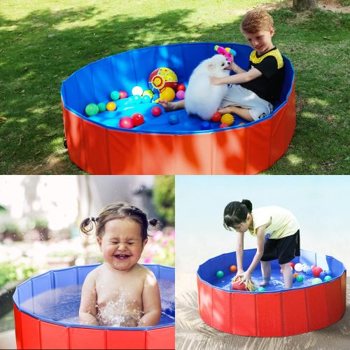  Fuloon PVC Pet Swimming Pool Portable Foldable Pool Dogs Cats Bathing Tub Bathtub Wash Tub Water Pond Pool & Kiddie Pools for Kids in The Garden,