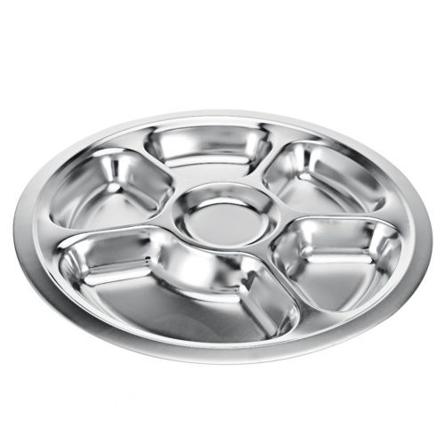  Fulstarshop Stainless Steel Round Divided Dinner Plate BPA Free Kids Plates Serving Tray Food Platter for Kids and Toddlers, 6 sections