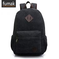 Fumak Laptop Backpack - Canvas Laptop Backpack Men Teenage Boys Backpacks Large School Bag Vintage Students Travel Rucksack Shoulder Bags (Black)
