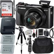 [아마존베스트]Fumfie Canon PowerShot G7 X Mark II Digital Camera (Black) with Essential Accessory Bundle - Includes: SanDisk Ultra 64GB SDXC Memory Card, 1x Replacement Battery, 57 Tripod, Carrying Cas