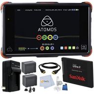Fumfie Atomos Ninja Flame 7 4K HDMI Recording Monitor Bundle Comes with SanDisk 120GB Solid State Drive + (2) Extra NP-F975 Replacement Batteries + Rapid Travel Charger + High Speed HDMI