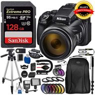 Fumfie Nikon-COOLPIX P1000 Digital Camera Professional Bundle Deal with SanDisk Extreme Pro 128GB SDXC UHS-I Card + Digital Slave Flash + Scorpion Stabilizer and More- International Versi