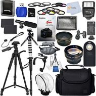 Fumfie Everything You Need Advanced Video Bundle for Canon T6i, T6s, 750D, 760D (Accessories for 67mm Lenses) Includes: 2 Extended Life Replacement Batteries + LED Light + Stabilizer + Mi