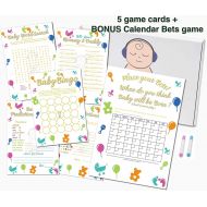 [아마존 핫딜]  [아마존핫딜]GoodVibezBaby Premium Baby Shower Games | Contains 6 Games | Bingo, Predictions, Emoji Pictionary, Word Search, Who Knows Mom & Dad (50 Cards Each), Answer Keys & 1 Calendar Bets |