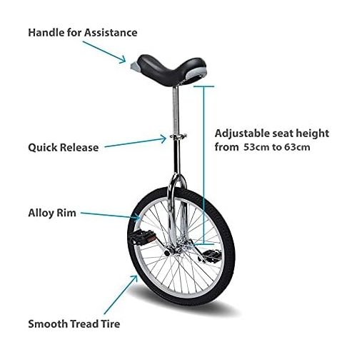  Fun 16 Inch Wheel Chrome Unicycle with Alloy Rim