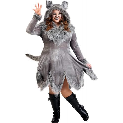  할로윈 용품Fun Costumes Plus Size Womens Wolf Costume Adult Grey Wolf Dress