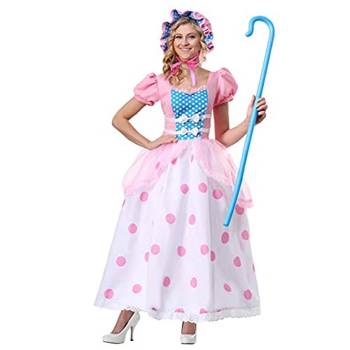  할로윈 용품Fun Costumes Little Bo Peep Costume for Women, with Pink and Blue Bonnet, Polka Dot Dress