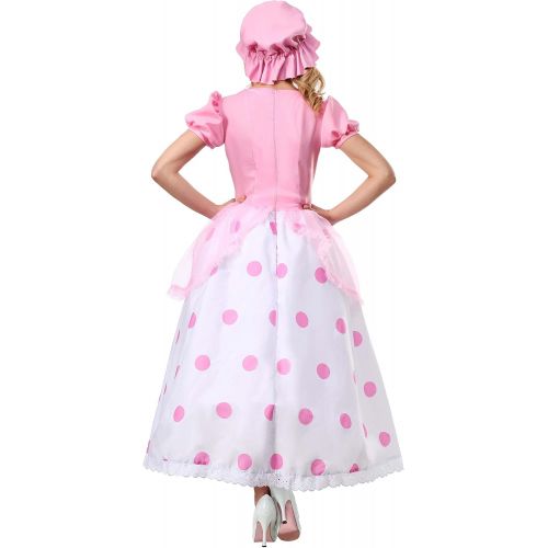  할로윈 용품Fun Costumes Little Bo Peep Costume for Women, with Pink and Blue Bonnet, Polka Dot Dress