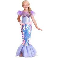Fun Costumes Kids Sparkling Mermaid Costume Girls Costume Dress with Sequin Mermaid Tail