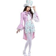 할로윈 용품Fun Costumes Adult Pretty Mad Hatter Costume Womens Alice in Wonderland Costume Pink Mad Hatter
