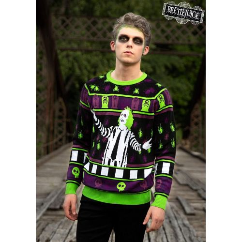  할로윈 용품Fun Costumes Beetlejuice Its Showtime! Adult Halloween Sweater