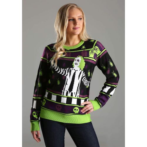  할로윈 용품Fun Costumes Beetlejuice Its Showtime! Adult Halloween Sweater