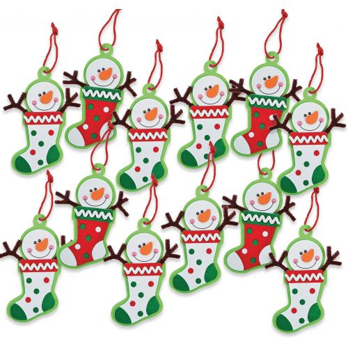  [아마존베스트]Fun Express 12 - Snowman Stocking Ornament Craft Kit - Crafts for Kids & Ornament Crafts