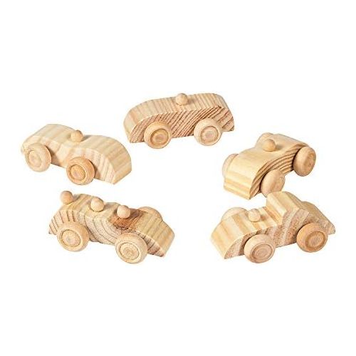  [아마존베스트]Fun Express Wooden Car Assortment Toy Vehicle Car Racers - Paint and Design Your Own Craft - 12 Pieces