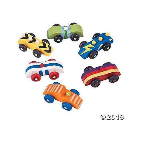  [아마존베스트]Fun Express Wooden Car Assortment Toy Vehicle Car Racers - Paint and Design Your Own Craft - 12 Pieces