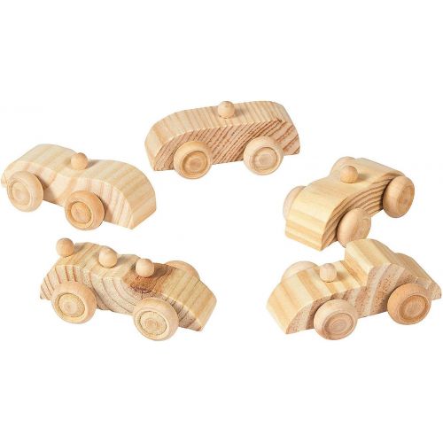 [아마존베스트]Fun Express Wooden Car Assortment Toy Vehicle Car Racers - Paint and Design Your Own Craft - 12 Pieces