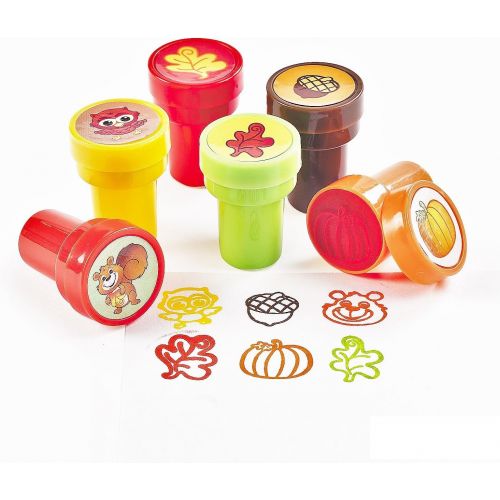  [아마존베스트]Fun Express 24 Plastic Fall Stampers - Thanksgiving Decor - Stationery & Stamps