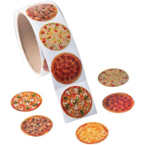  [아마존베스트]Fun Express 1 Roll ~ Photo Pizza Stickers ~ 100 Round 1.5 Paper Stickers ~ New/Shrink-wrapped by FX/OT