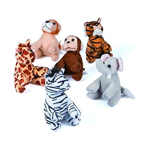  [아마존베스트]Fun Express Assortment Suede Jungle Animal, 1 Dozen, Zoo Party, Favors,, Gifts