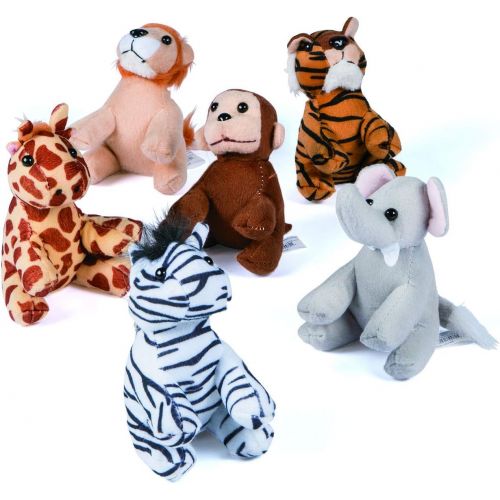  [아마존베스트]Fun Express Assortment Suede Jungle Animal, 1 Dozen, Zoo Party, Favors,, Gifts