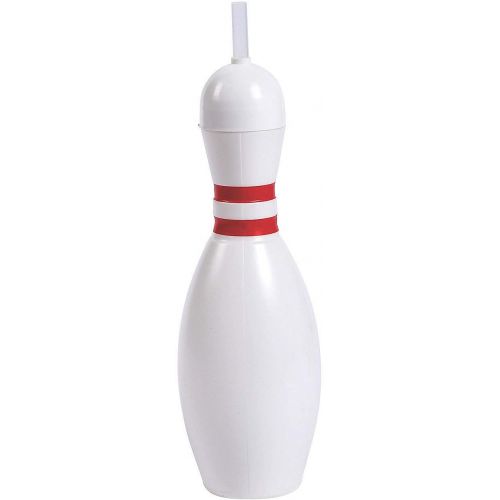  Fun Express Bowling Pin Cups with Lids and Straws (12 Pack) Holds 18 oz and great party favors