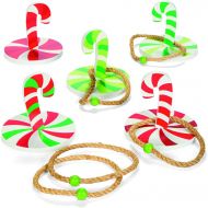 Fun Express Christmas Game Candy Cane Ring Toss (10 Piece Set) Winter Holiday Toys