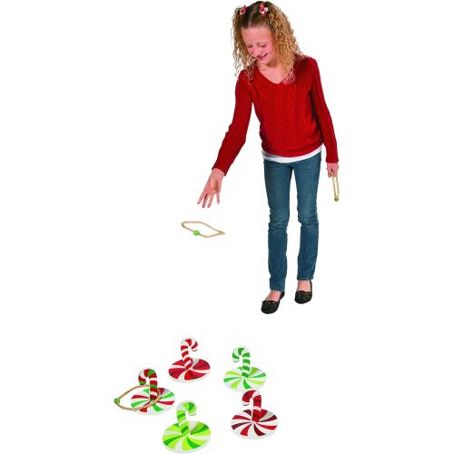  Fun Express Christmas Game Candy Cane Ring Toss (10 Piece Set) Winter Holiday Toys